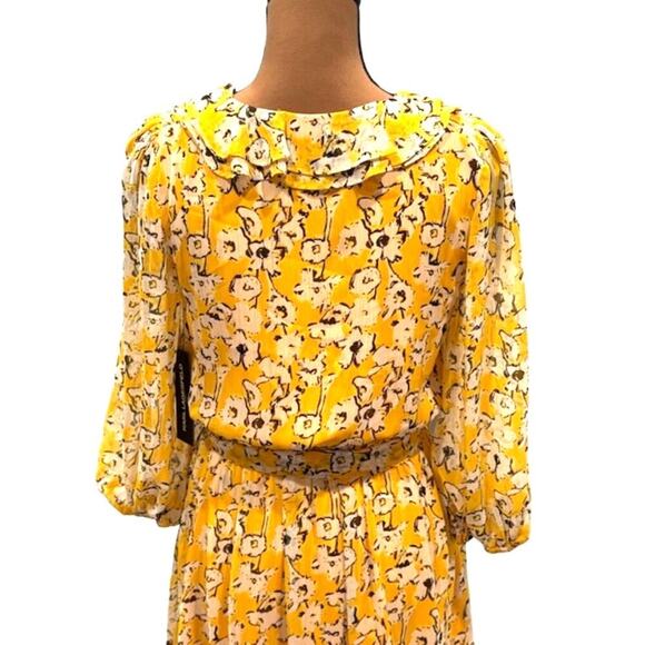 Karl Lagerfeld Paris Chiffon Floral Print V-Neck Ruffle Mini Dress – NWT Size 6 - Picture 8 of 15